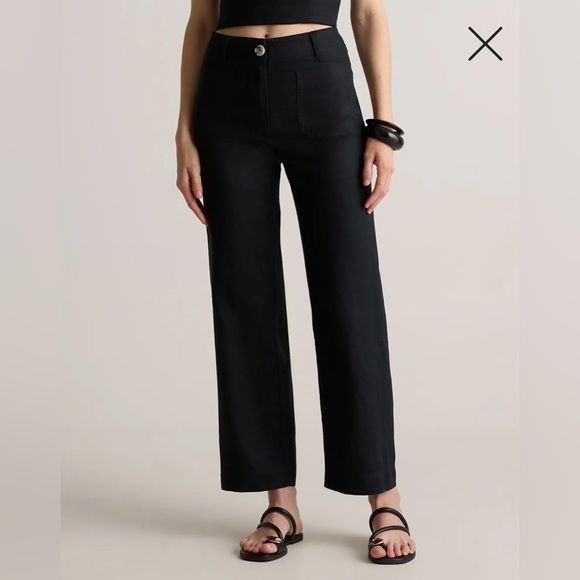 Quince Pants - NWT!! Quince Black 100% European Linen patch pocket Pants